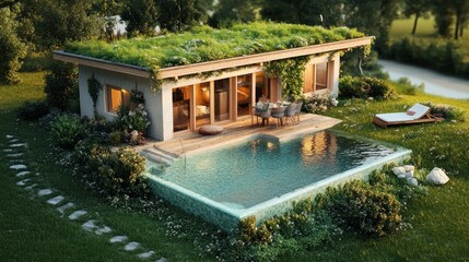 Eco-friendly home with a pool