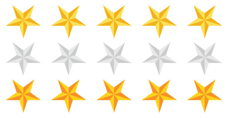 Five Star Rating and Customer Review Icons – Flat Vector Set for Feedback, Quality, and UX Design.