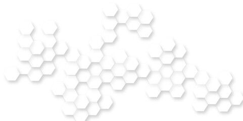 Abstract white hexagonal pattern with connected nodes in a modern geometric mesh cell texture. modern futuristic wallpaper seamless pattern with hexagon.