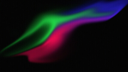 colorful abstract shapes, red green blue with a black background