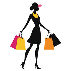 Vector of Stylish Female Shopper Silhouette