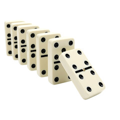Falling Dominoes in a Chain Reaction on Black  
