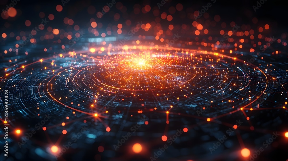 Poster futuristic global data visualization in hologram form