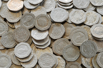 British twenty pence coins