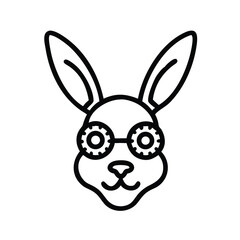 Rabbit Head with sunglass line art vector 