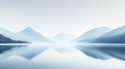 A serene lake with mountain reflections under a clear sky