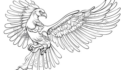 Obraz premium Abstract Line Drawing of a Beautiful Bird Animal with Feathers and Wings