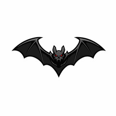 Fototapeta premium Animated bat image with pointed ears and menacing red eyes, stylized with black wings