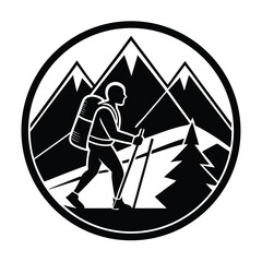 Fototapeta premium Hiking Icon Vector Illustration Cartoon Clipart Line Art Design for Printable Graphics 2.eps