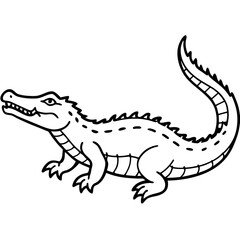 Emerald Crocodile Outline Vector
