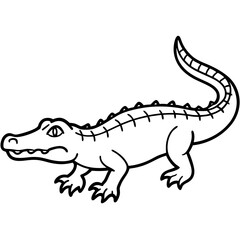 Emerald Crocodile Outline Vector