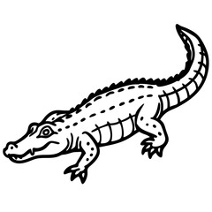 Emerald Crocodile Outline Vector