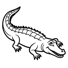 Emerald Crocodile Outline Vector
