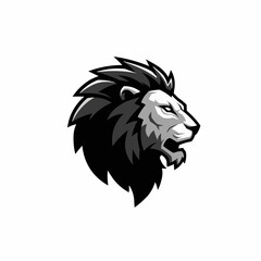 Fototapeta premium Monochrome lion with strong features and a bold mane on a plain background