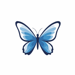 Blue shades on butterfly wings, graphic illustration, with antenna on a white background