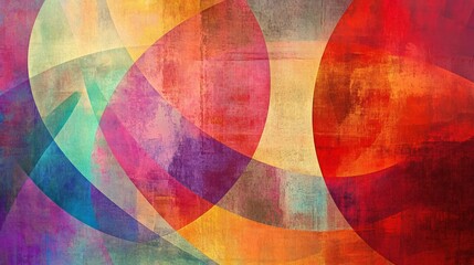 Obraz premium An eye-catching abstract artwork featuring intersecting vibrant curved shapes with a textured effect.