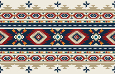 Ethnic tribal Aztec colorful background. Seamless tribal pattern, folk embroidery, tradition geometric Aztec ornament. Traditional design for fabric, textile, print, rug, paper