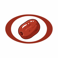 Fototapeta premium Illustrative close-up of a shiny, brown oval food with light spots and a dark red swirl