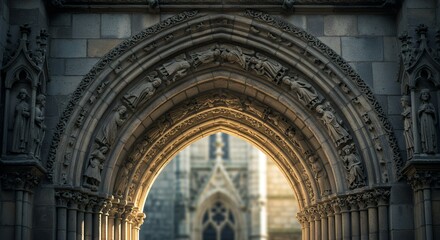 Obraz premium Stone Archway of a Building with Carvings