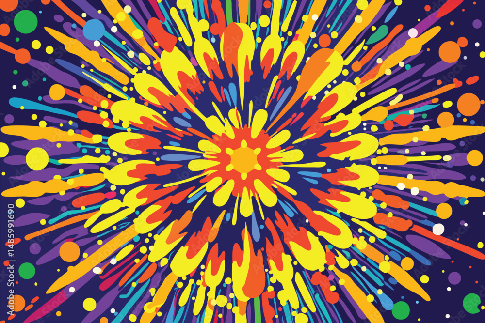 Poster abstract burst of colorful shapes and forms with transparent background