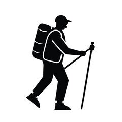 Hiking Icon Vector Illustration Cartoon Clipart Line Art Design for Printable Graphics.eps