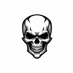 Stylized partial monochrome skull illustration on a plain white backdrop