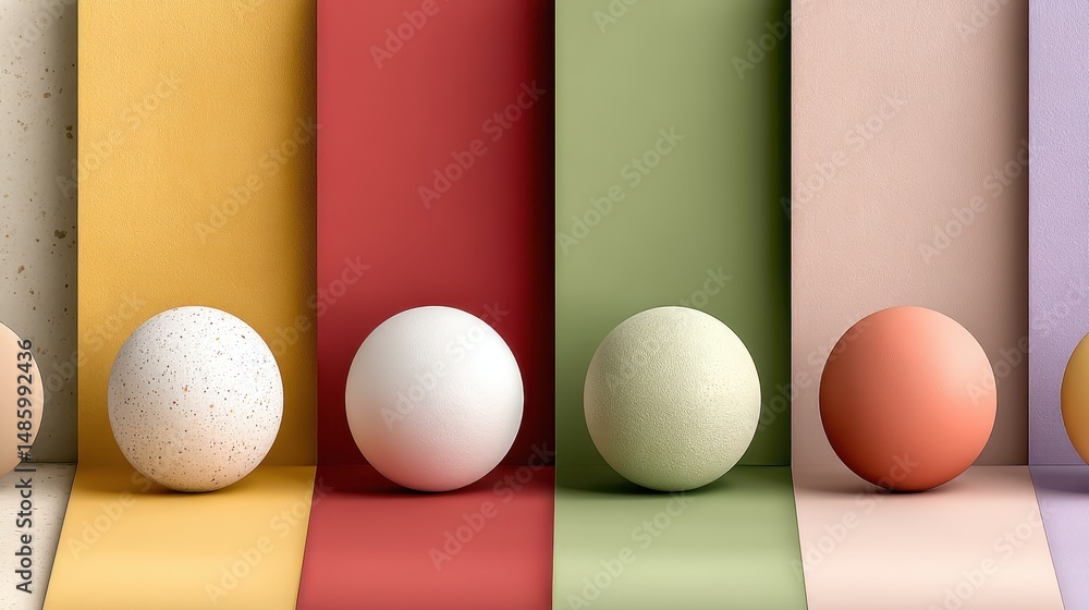 Aufkleber unique composition of eggs resting against a wall featuring abstract sphere patterns with gradient t