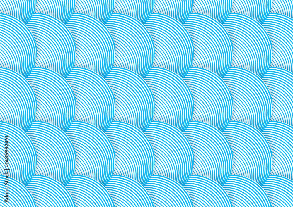 Poster blue white paper linear circles concept abstract geometric background. vector graphic design