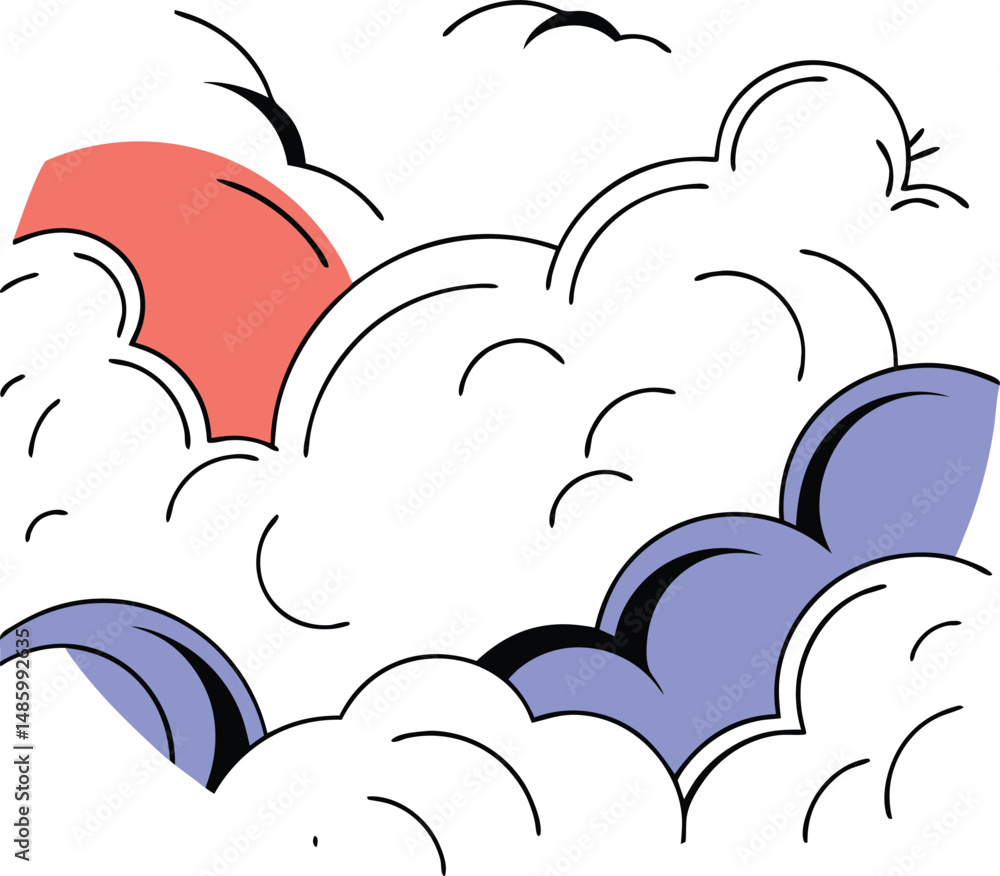 Poster abstract cloud shapes with transparent layers for creative design projects