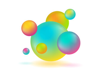 Multicolored 3d spheres abstract minimal elegant background. Geometric concept vector design