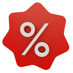 3d render of a red star with a white percent sign for advertising