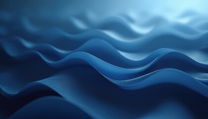 Obraz premium Abstract rhythmic blue waves in dark shades. Dynamic curves flow, creating dreamy texture. Modern elegant design. Perfect for backgrounds, art projects, representing technology, future innovations.