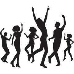dancing silhouette, editable vector image