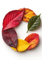 Obraz premium Autumnal Letter C formed by colorful leaves