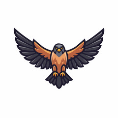 Obraz premium Illustration a stylized bird of prey swoops down. Wings spread, fierce gaze