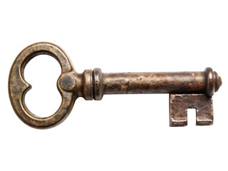 antique old rustic key isolated on white background, PNG