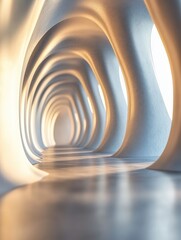 Fototapeta premium Abstract architectural interior with flowing, organic shapes and soft lighting creating a serene atmosphere