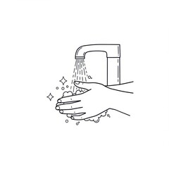 Fototapeta premium Hand washing with soap isolated on white background for hygiene promotion