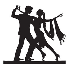 dancing silhouette, editable vector image