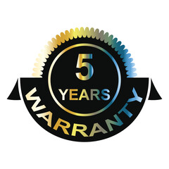 5 years warranty icon. Warranty badge icon.