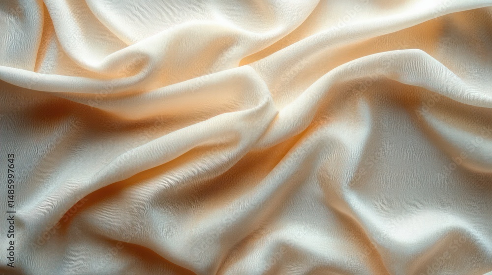 Aufkleber soft, smooth cream-colored fabric with gentle folds and shadows creating a calming and delicate text