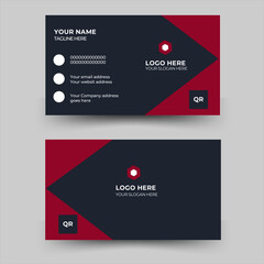 Double Sided Modern And Creative Business Card Design Template With Color. 