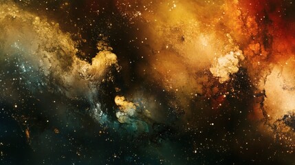 Captivating cosmic vista, depicting vibrant nebulae and twinkling stars in deep space.