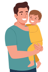 Fototapeta premium Loving Father Embracing His Happy Child in a Joyful Moment of Togetherness and Affection