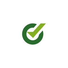 C letter check mark symbol. Certification or permission green colors