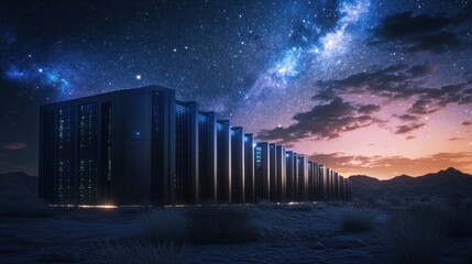 Futuristic server farm under starry night sky (1)