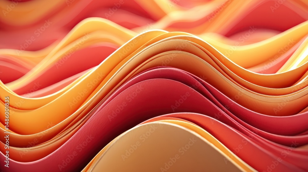 Aufkleber captivating red and yellow wave design in a gradient background with soft blend transition evoking d