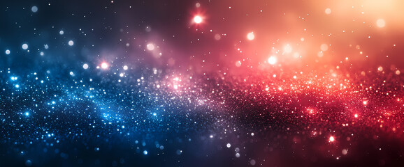 Naklejka premium A mesmerizing blend of blue and red glitter creates a vibrant, sparkling galaxy. Perfect for celebratory designs or adding a touch of magic to your projects.
