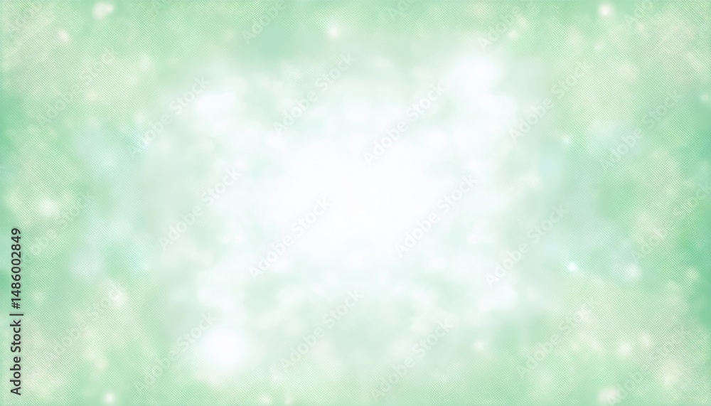 Poster soft green bokeh abstract background with light center glow for web design, branding, or print media emphasizing calm, freshness, and modern digital aesthetic

