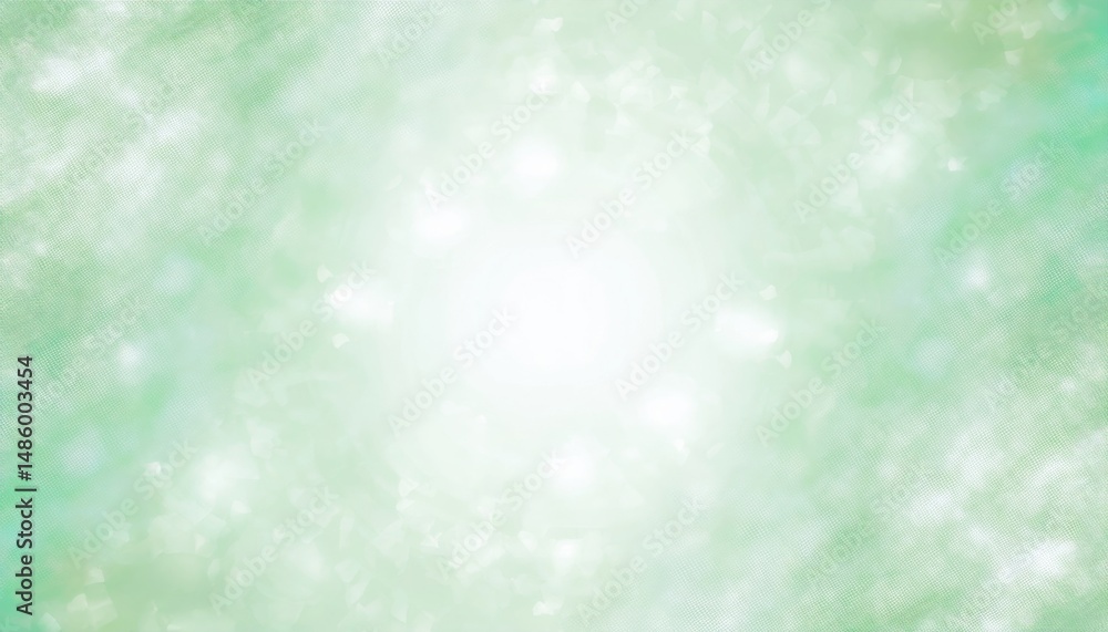 Poster soft green bokeh abstract background with light center glow for web design, branding, or print media emphasizing calm, freshness, and modern digital aesthetic

